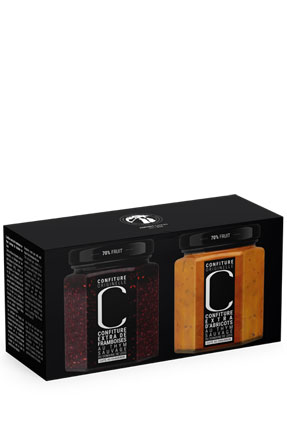 Coffret cadeau Confitures Abricot + Framboise au thym sauvage